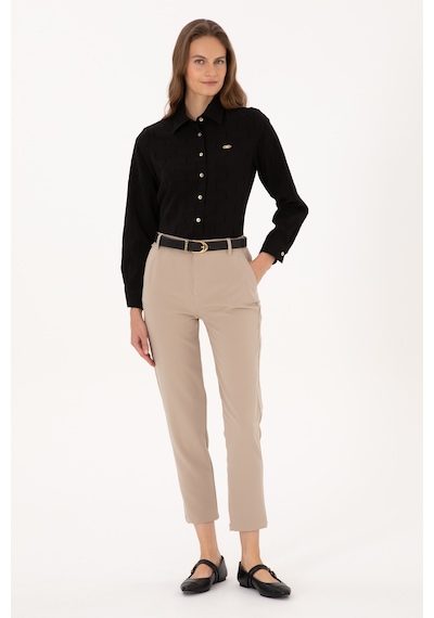 U.s. Polo Assn. Kadın Siyah Gömlek Desenli 50308707-vr046 Siyah