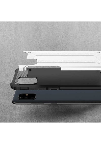 Ekılıf - Samsung Galaxy A81 Note 10 Lite Uyumlu Kılıf Çift Katman Zırh Tank Crash Military Kapak - Mavi