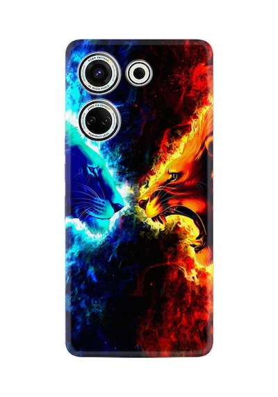 Tecno Camon 20 Kılıf Silikon Desen Özel Seri Red Blue Leon 1714