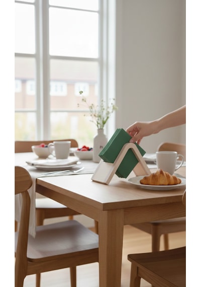 Doğal Ahşap Peçetelik - Modern Mutfak Ve Yemek Masası Aksesuarı Krem