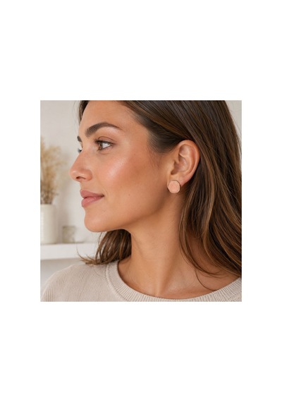 Pudra Pembe Yuvarlak Tasarım Düğme Küpe Pembe - 887994064 Pembe - 887994064 Pembe