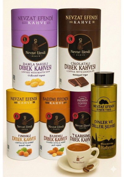 Nevzat Efendi 6 Lı Dev Seti 400g Silindir Dibek Kahveleri Diğer