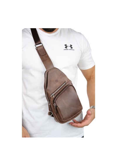 Mft Leather Hakiki Deri Unisex Çapraz Çanta Baggy 6981 Tiguan Kahve