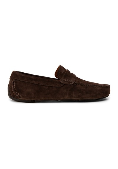 Deery Erkek Hakiki Süet Kahverengi Penny Loafer - E0920mkhvc01