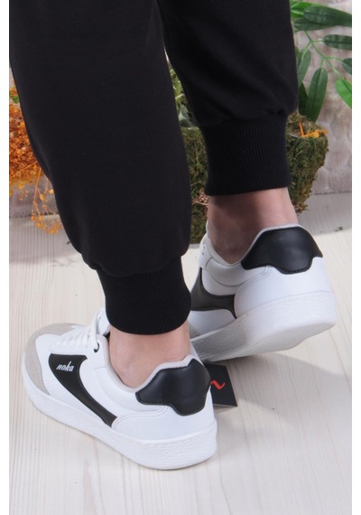 Fort Noka İlizbon Rahat Memory Foam İç Taban Sneaker Erkek Ayakkabı Beyaz - Siyah