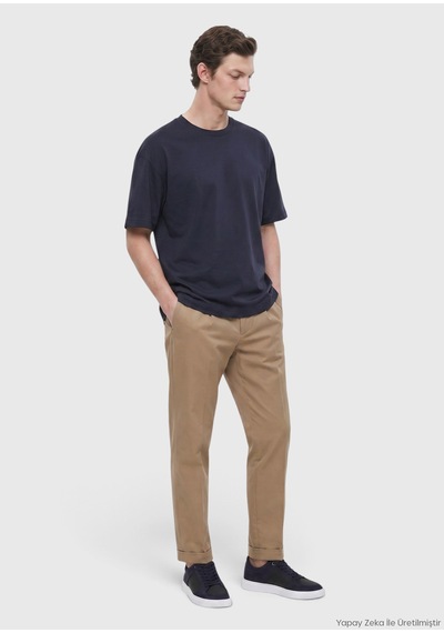 Ramsey Lacivert Düz %100 Pamuk T-shirt lacivert navy Blue
