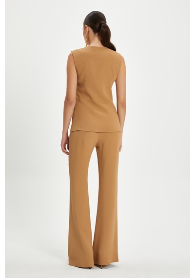 Serpil Exclusive Kadın Minimalist Kolsuz Yelek - Camel CAMEL