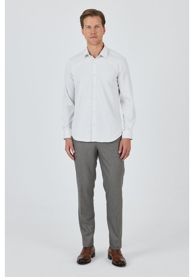 İmza Beyaz Sert Yaka Cepsiz Gabardin Uzun Kol Slim Fit Esnek Gömlek 1004250231 Optik Beyaz