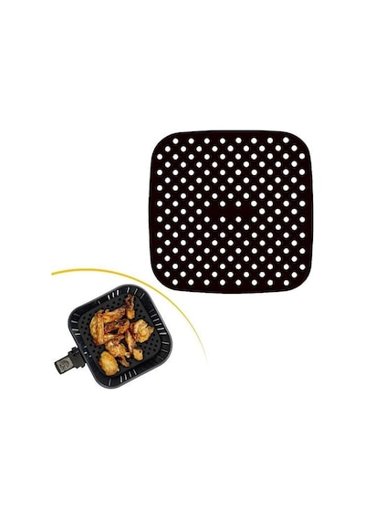 Mcg Renkli Isıya Dayanıklı Yıkanılabilir Silikon Fırın Ve Airfryer Kare Pişirme Matı 21,5 Cm