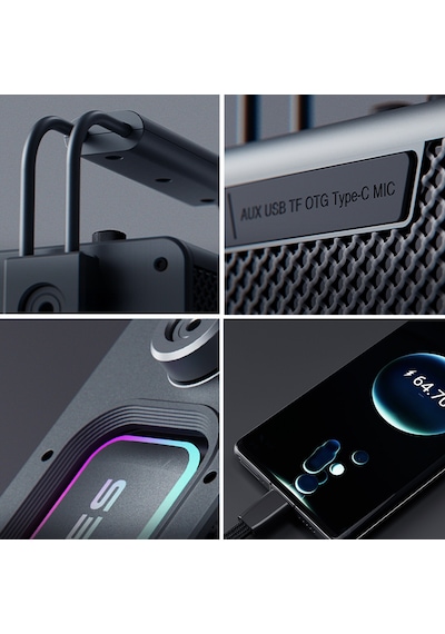 Lenyes Titan 2 Serisi Rgb Işıklı Çift Mikrofonlu Tws Bluetooth Speaker Hoparlör V5.3 5000mah Siyah