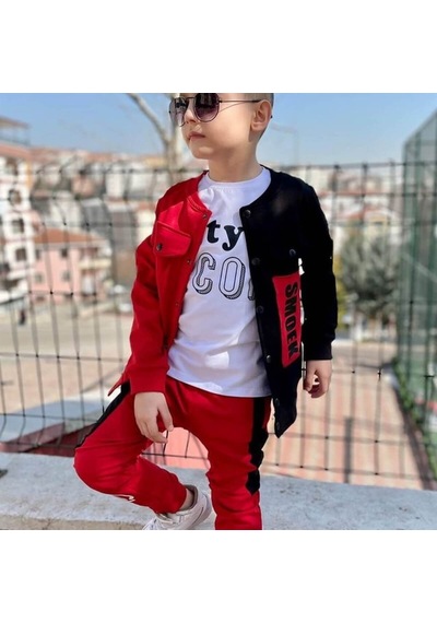 Erkek Çocuk Ceketli Kırmızı Spor Takım