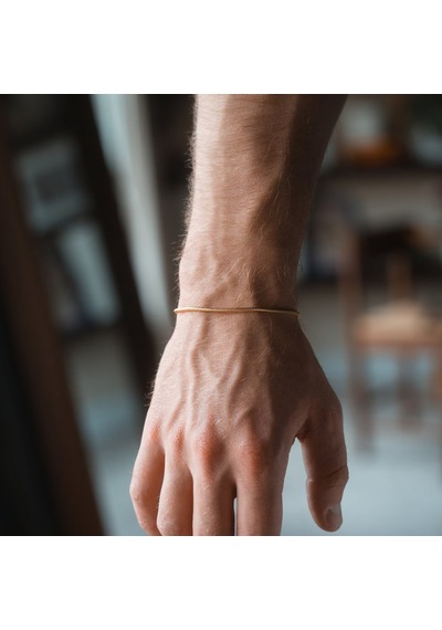 Altın Renk Unisex Snake Zincir 2 Mm Çelik Bileklik - 3139 Gold