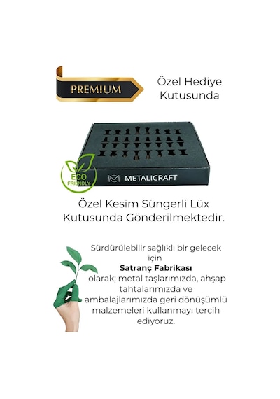 Mc55 Metal Satranç Takımı Gerçek Kayın Ağacı Satranç Tahtası - 30x30cm Antik Taşlar