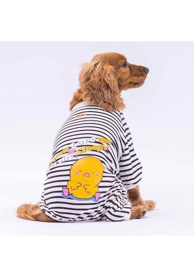 Siyah Let Me Sleep Kedi Köpek Pijaması - Kedi Köpek Tulumu - Kedi Köpek Kıyafeti
