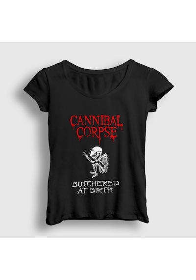Presmono Kadın Butchered At Birth Cannibal Corpse T-shirt Siyah