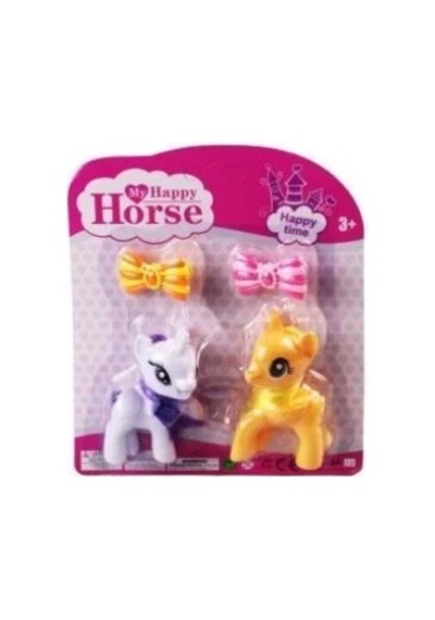 L-34-10 - Pony 2 Li Figür Set Tokalı Kartela Beyaz