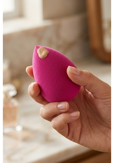 Pembe Renk 10 Parça Profesyonel Makyaj Süngeri Seti Pudra Puff Blender