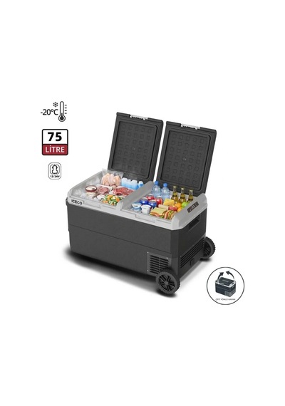 Iceco Mcd75d 12/24volt 75 Litre Kompresörlü Çift Bölmeli Tekerlekli Oto Buzdolabı/dondurucu
