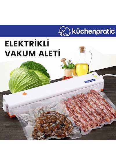 Küchen Pratic Ev Tipi Elektrikli Vakum Makinesi - 10 Torba Turuncu