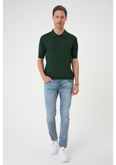 Efor Comfort Fit Polo Yaka Pamuklu Kısa Kol Casual Yeşil Triko Tişört Tr 880 Yeşil