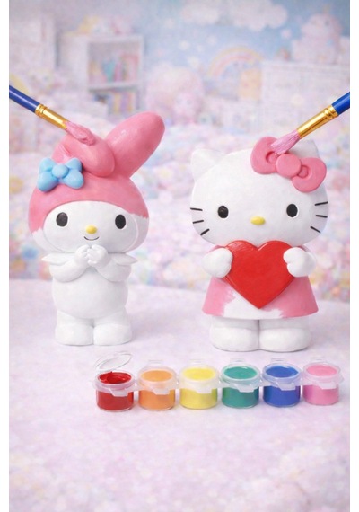 Hello Kitty & My Melody Akrilik Boyama Seti Çocuklar İçin Figür Boyama Oyuncağı