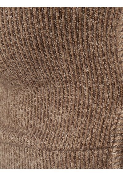 Koton Uzun Kollu Düğmeli V Yaka Crop Örme Pijama Üstü Vizon 5wlk40187mk