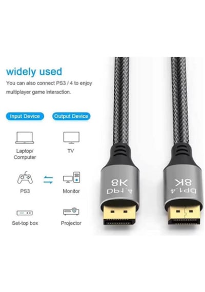 8k Displayport To Displayport 1.4 Kablo 2 Metre - Ultrahd 8k 60hz