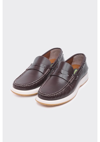 Derinet Hakiki Deri Erkek Loafer Ayakkabı Kahve Kahve