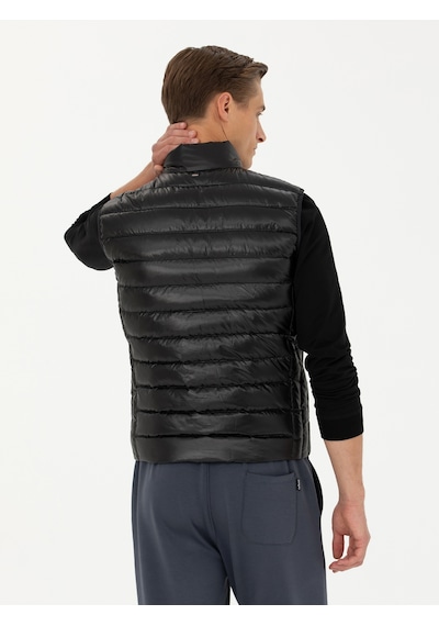 Cacharel Siyah Slim Fit İnce Kapitone Mont Yelek