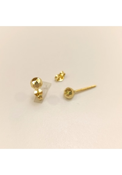 5mm Elmas Kesimli Top Küpe 14 Ayar Altın Hd Videolu Sarı