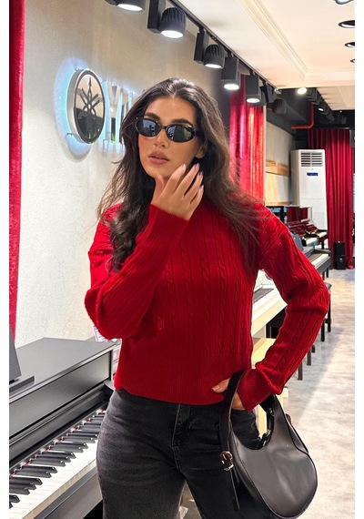 Madmext Kırmızı Yarım Balıkçı Yaka Örgülü Triko Kadın Kazak Mg2257 Kırmızı Madmext Kırmızı Yarım Balıkçı Yaka Örgülü Triko Kadın Kazak Mg2257 Kırmızı