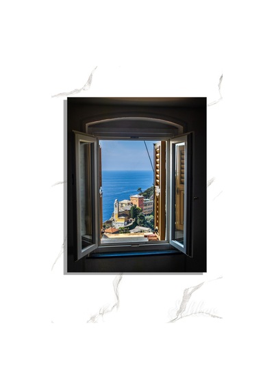 İtalya'nın Liguria Bölgesindeki Turistik Kasaba Portofino Kıyıları Dikey Kanvas Tablo 3912 Çok Renkli