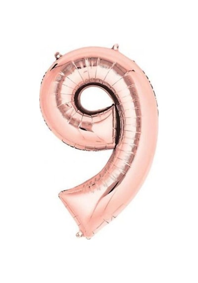 100 Cm Rakam 9 Rose Gold Folyo Balon Bej