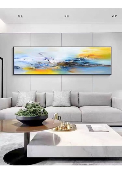 Yatak Odası El Yapımı Yağlı Boya Tablo 136x59cm