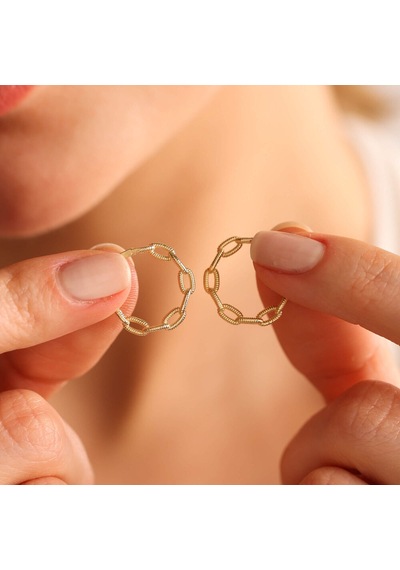 Sembol Gold Altın Halka Küpe 1.5 CM Gurmet Form
