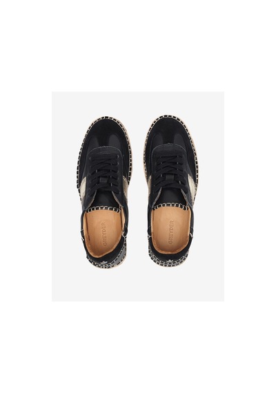 Greyder Kadın Siyah Süet Altın Hakiki Deri Sneaker Ayakkabı 5y2sa59275 Siyah
