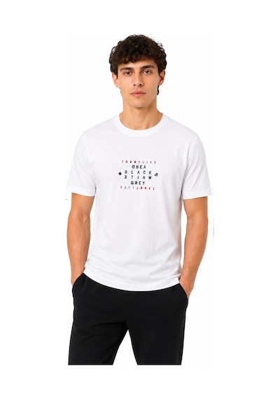 TOMMYLIFE Tommy Life Basic Erkek Tshirt Bisiklet Yaka Beyaz 88454