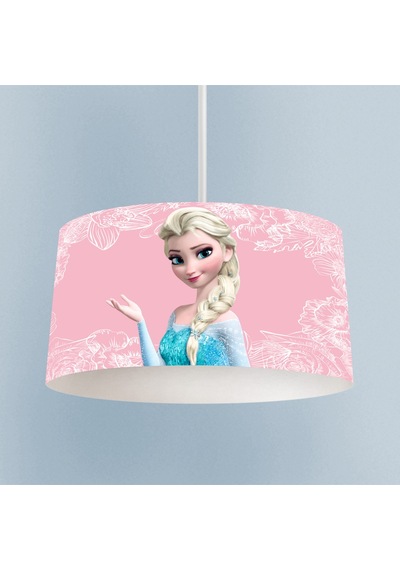 Mekta Home Bebek Ve Çocuk Odası Motifli Elsa Desenli Pembe Avize Renkli