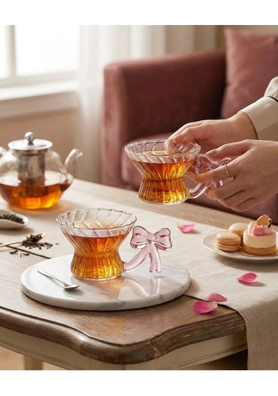 Kurdele Kulplu Pinterest Cam Bardak Dekoratif Renkli Kulplu Sunum Bardağı Mt-114 Mavi