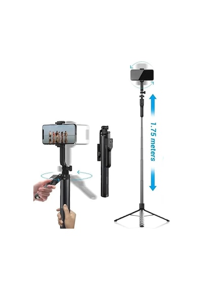 Bluetooth Kumandalı 175cm Tripod Selfie Çubuğu / Go Pro Uyumlu /