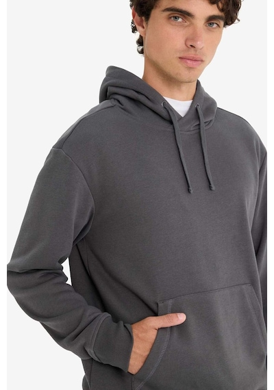 Defacto Regular Fit Kapüşonlu İçi Yumuşak Tüylü Kanguru Cepli Basic Düz Sweatshirt X8283az25auar104 Antrasit-ar104