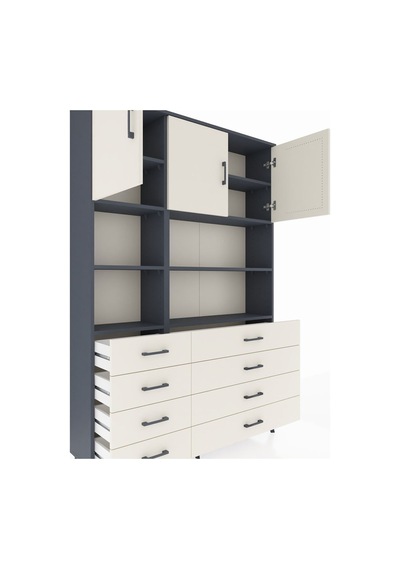 Arges Dolap 8 Raflı 8 Çekmeceli 3 Kapaklı 132x30x195 Antrasit-aytaşı/aytaşı Aytası/aytası Arges Dolap 8 Raflı 8 Çekmeceli 3 Kapaklı 132x30x195 Antrasit-aytaşı/aytaşı Aytası/aytası