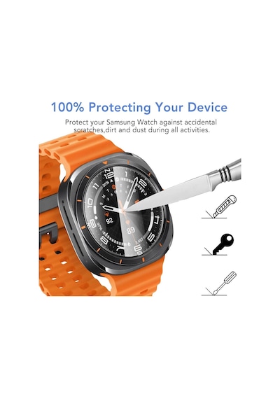 Samsung Galaxy Uyumlu Watch 7 Ultra 47mm Kolay Uygulama Aparatlı Cam Ekran Koruyucu