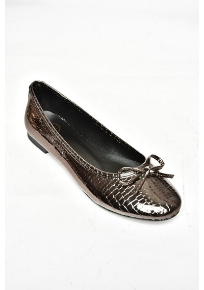 Fox Shoess726056307 Platin Yılan Baskılı Kadın Babet Platin