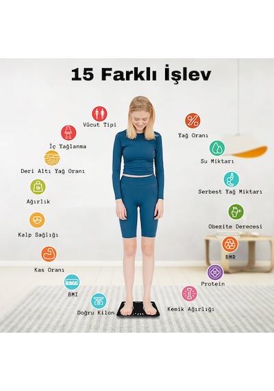 Techfit TF1075FİT Bluetooth Baskül Vücut Aanalizi Tartı Siyah