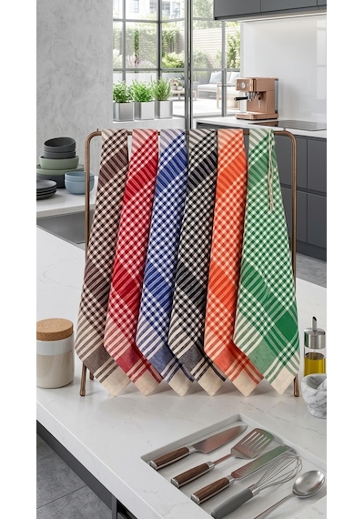 Pötikareli 6 Lı Alman Peçetesi Mutfak Havlusu Kurulama Bezi Beslenme Örtüsü Dekoratif 50x70 Cm Çok Renkli