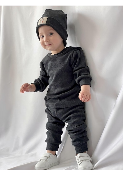 MiaBaby Bereli Üçlü Takım 001 Antrasit