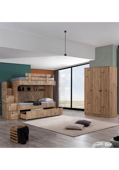 Ranza, Viva Yavrulu Ranza 3 Kapaklı Dolap + 2 Comfort Yatak 90 X 190 CM