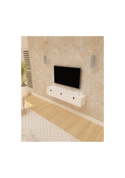 Salkım 150 Cm Duvara Monte Tv Ünitesi Tv Sehpası Beyaz - Beyaz Beyaz-beyaz