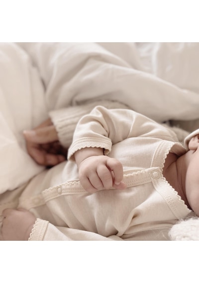 Naturaborn Gots Organik Sertifikalı Patikli Kroşetalı Bebek Uyku Bej
